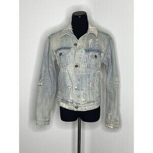 John John Denim Jacket Light Wash Small Distressed Made In‎ Heaven